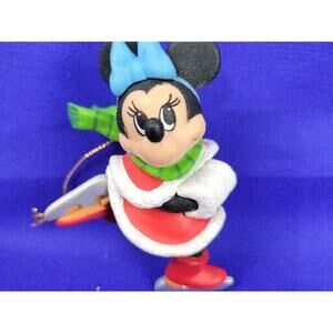 Vtg Grolier Disney Christmas Magic Ornament - Minnie on Skates Green Scarf 1983